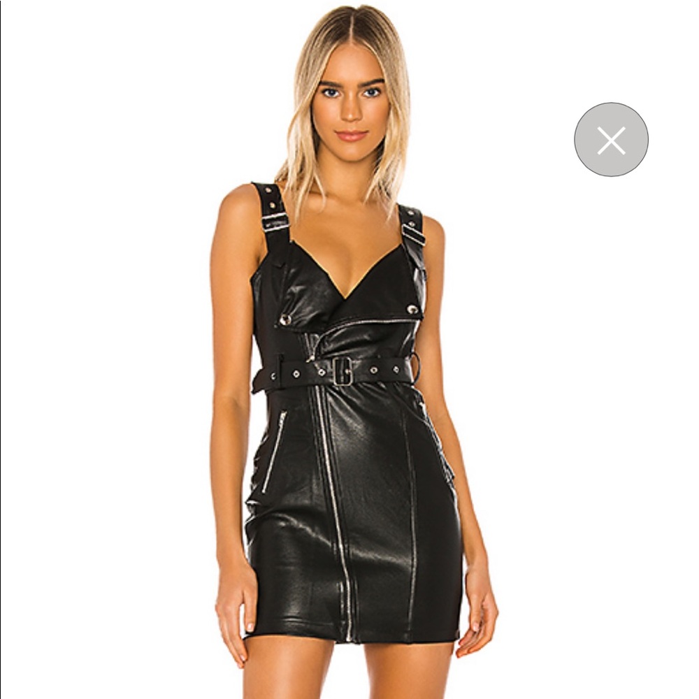 Faux leather black dress